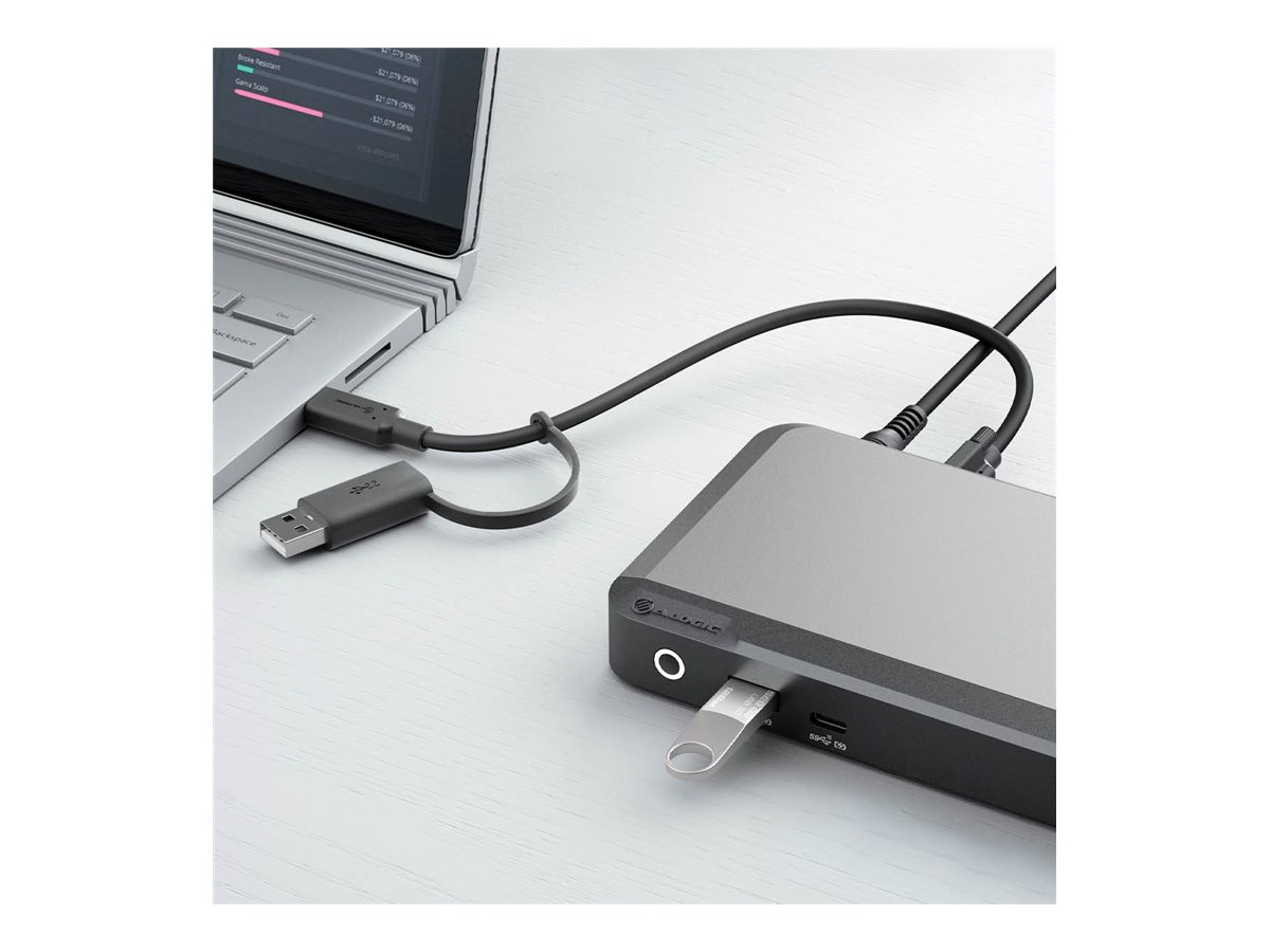 ALOGIC DX2 Dockingstation USB-C 2x DisplayPort 1GbE 100W Schwarz, Space-grau