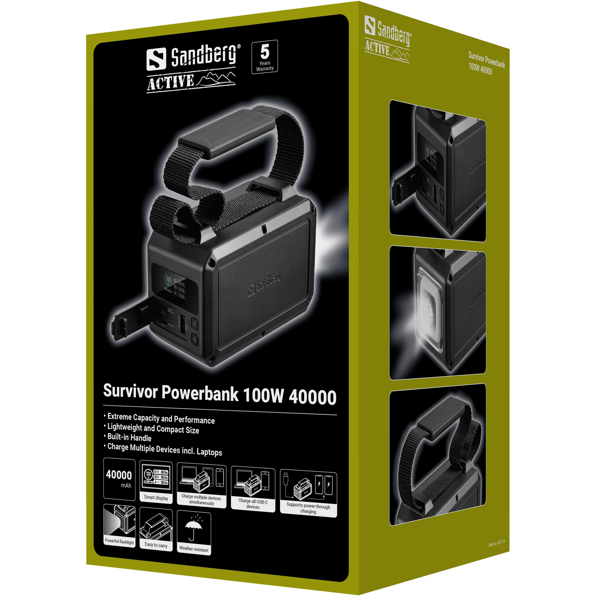 SANDBERG Survivor Powerbank 40000 mAh 100 W Schwarz
