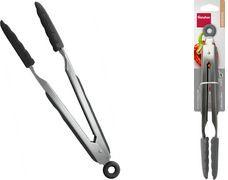 metaltex Brat- und Grillzange, Edelstahl/Silikon, 260 mm Farbe: silber / schwarz, mit rutschfesten Griffen, - 1 Stück (256961001)