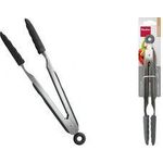 metaltex Brat- und Grillzange, Edelstahl/Silikon, 260 mm Farbe: silber / schwarz, mit rutschfesten Griffen, - 1 Stück (256961001)