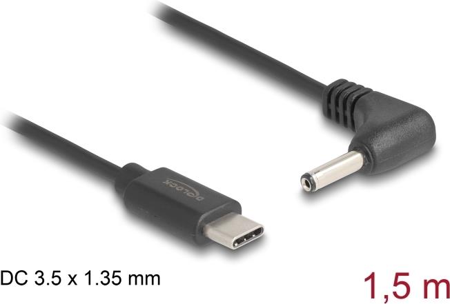 Delock USB Type-C Stromkabel zu DC 3.5 x 1.35 mm Stecker gewinkelt 1.5 m (85393)