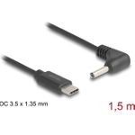 Delock Stromkabel 24 pin USB-C (M) zu Gleichstromstecker 3,5 x 1,35 mm (M) gewinkelt  1 A (85393)