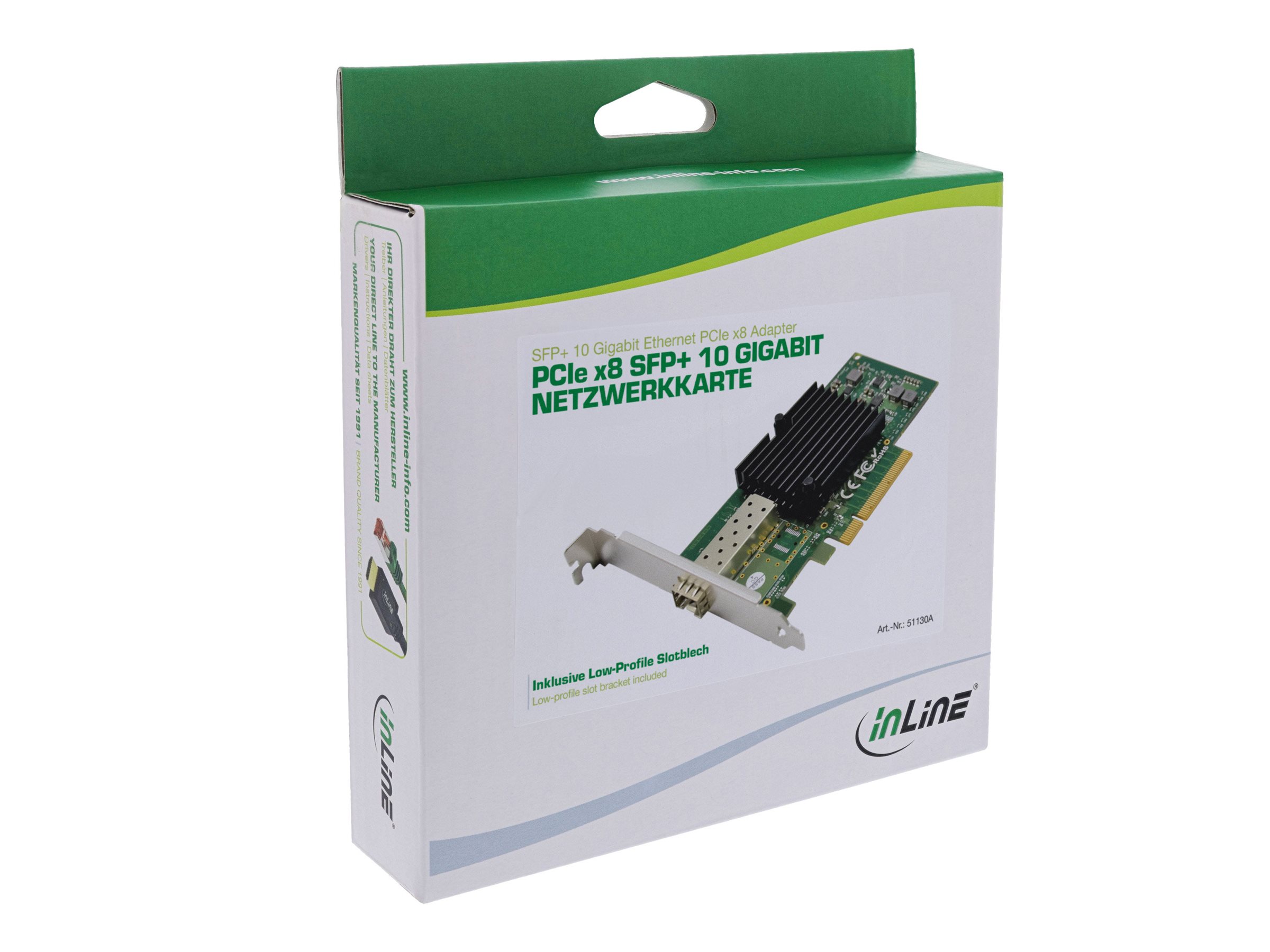 InLine 51130A 10 Gbps Netzwerkkarte 1x SFP+ PCIe 2.0 x8 Grün, Silber