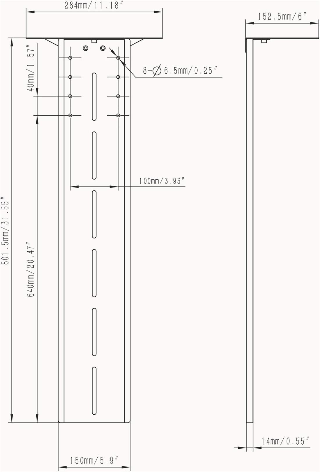 Vision VFM-WVC/2 Wandhalterung für Videokonferenz-Kamera 50"-86" Schwarz