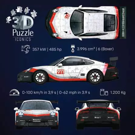 Ravensburger 3D Puzzle Iconics Porsche 911 GT3 Cup 108 Teile