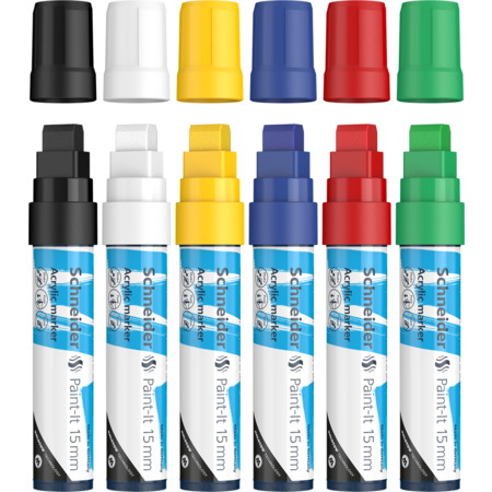 Schneider Paint-It 330 V1 Acrylstifte 6 Stück 15 mm farbsortiert