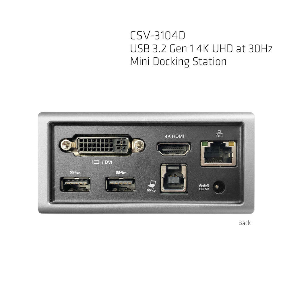 Club 3D SenseVision USB 3.0 4K Mini Docking Station Schwarz, Silber
