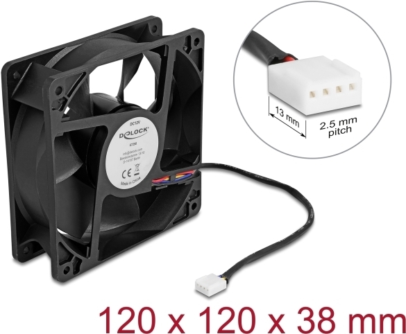 Delock Axiallüfter 12 V DC 120 x 38 mm schwarz (67298)