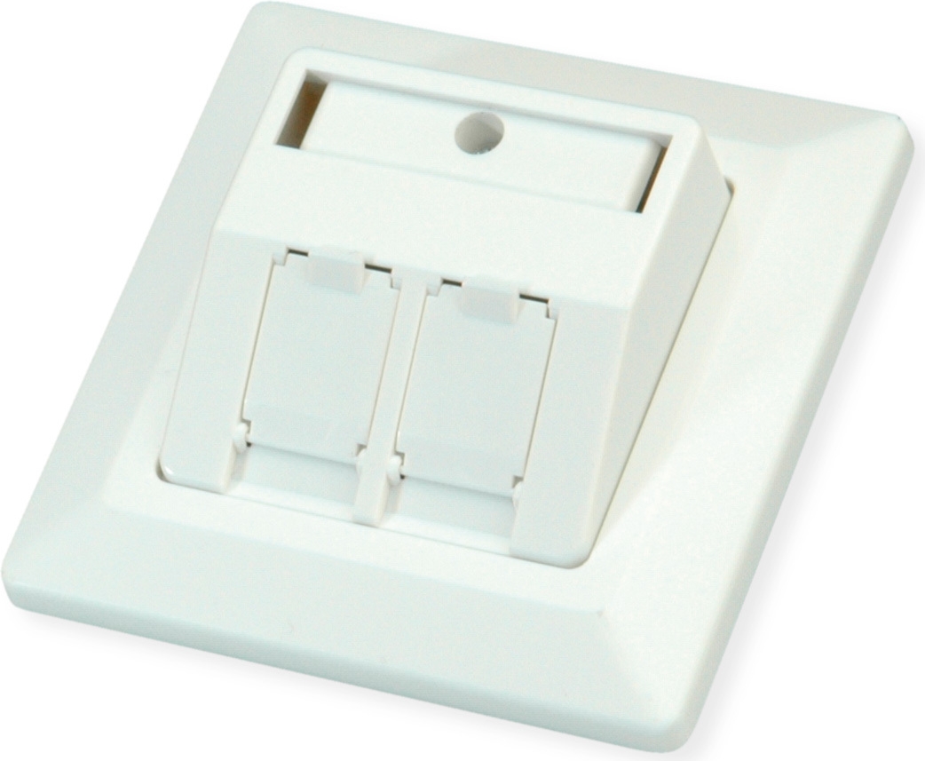 ROLINE Frontplatte+ Befestigungsring für UP-Dose 2fach RAL9010 (25.16.8587)