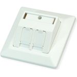 ROLINE Frontplatte+ Befestigungsring für UP-Dose 2fach RAL9010 (25.16.8587)