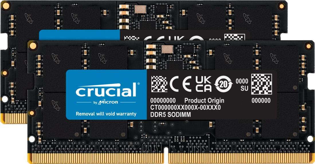 Crucial 32GB Kit 2x16GB DDR5-4800 SODIMM (CT2K16G48C40S5)