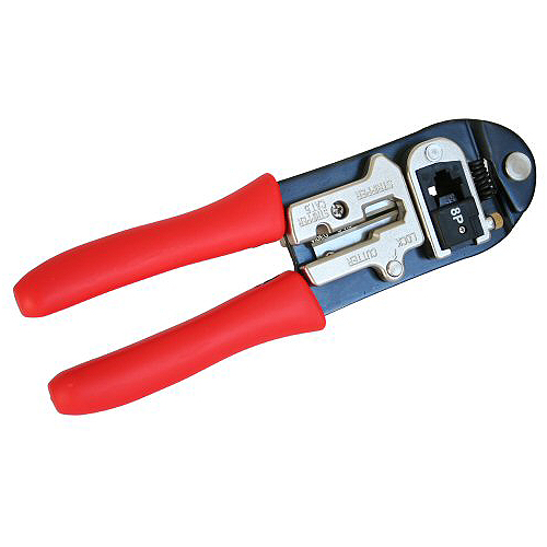InLine Crimpzange Profi für RJ45 Stecker, Module Austauschbar, Schwarz, Rot