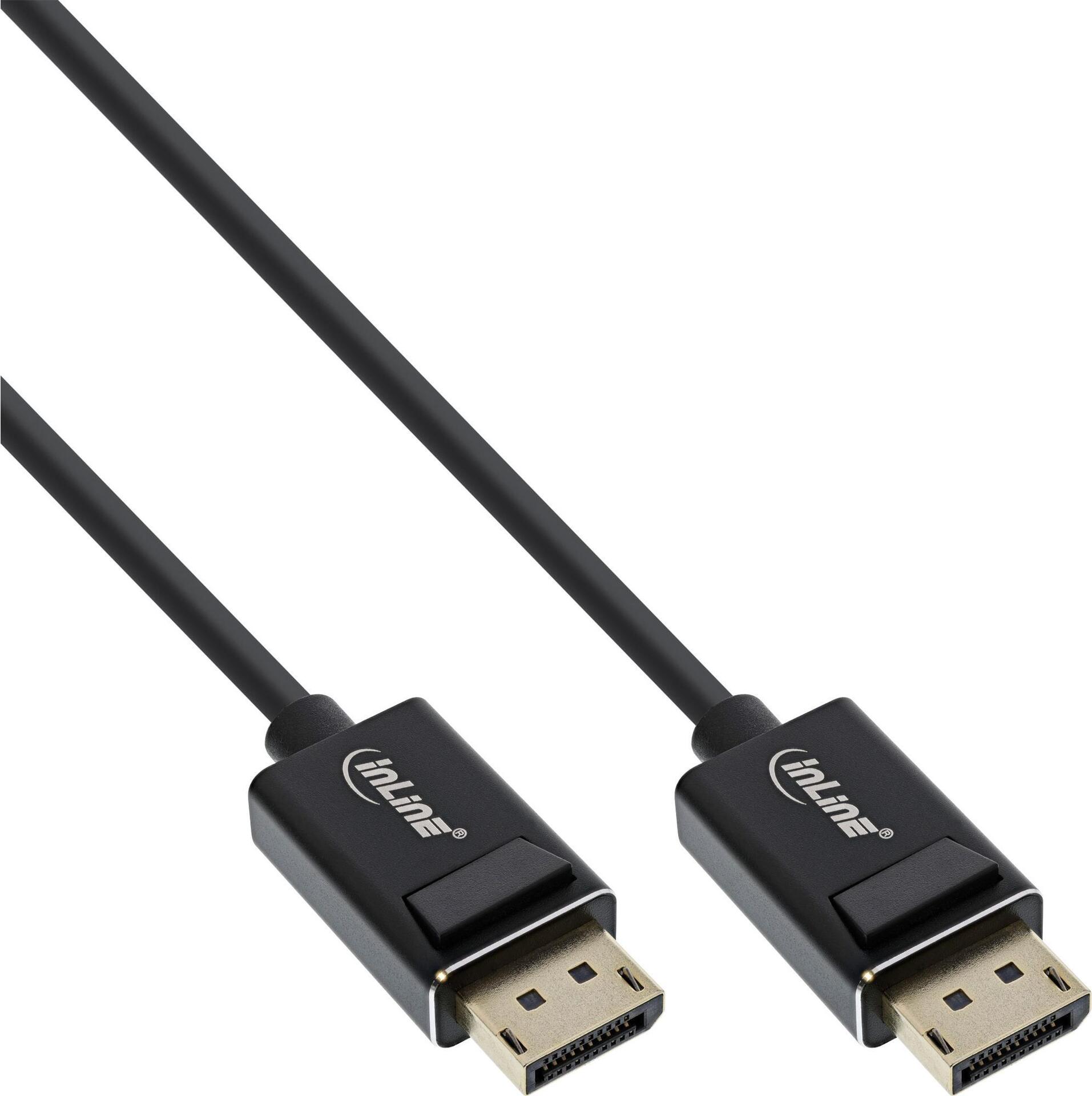 InLine - DisplayPort-Kabel - DisplayPort (M) bis DisplayPort (M) - DisplayPort 2,0 - 1,0m - unterstützt 4K 144 Hz (3840 x 2160), unterstützt 8K 60 Hz (7680 x 4320), unterstützt 4K 120 Hz (3840 x 2160), unterstützt 5K 60 Hz (5120 x 2880) - Schwarz (15401P)