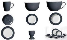 Ritzenhoff & Breker Eierbecher DOPPIO ANTHRAZIT aus Porzellan, spülmaschinenfest, Höhe: 60 mm, - 6 Stück (430233)