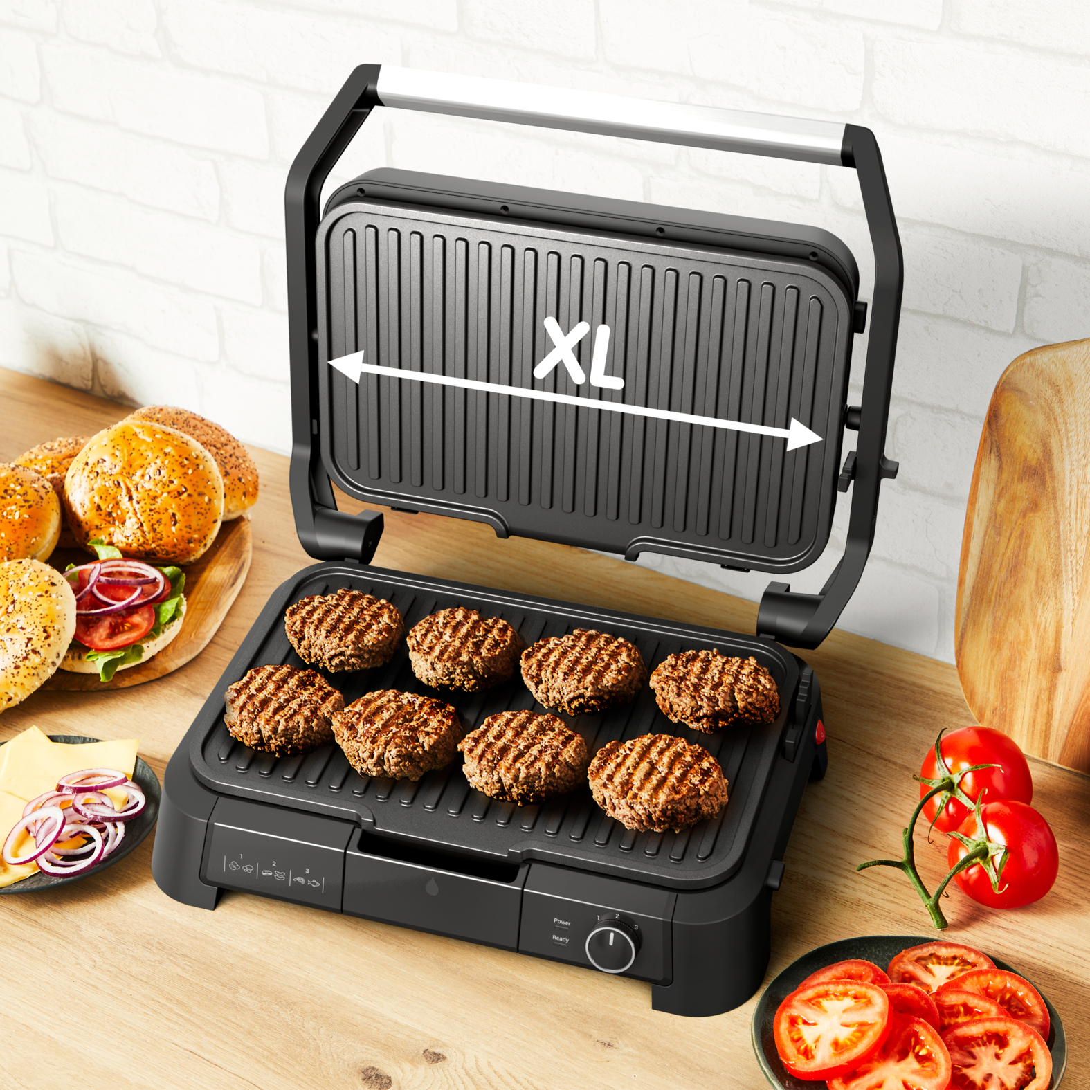 Tefal SuperGrill 3-in-1 XL Kontaktgrill GC 520 D 2000 W Schwarz, Edelstahl