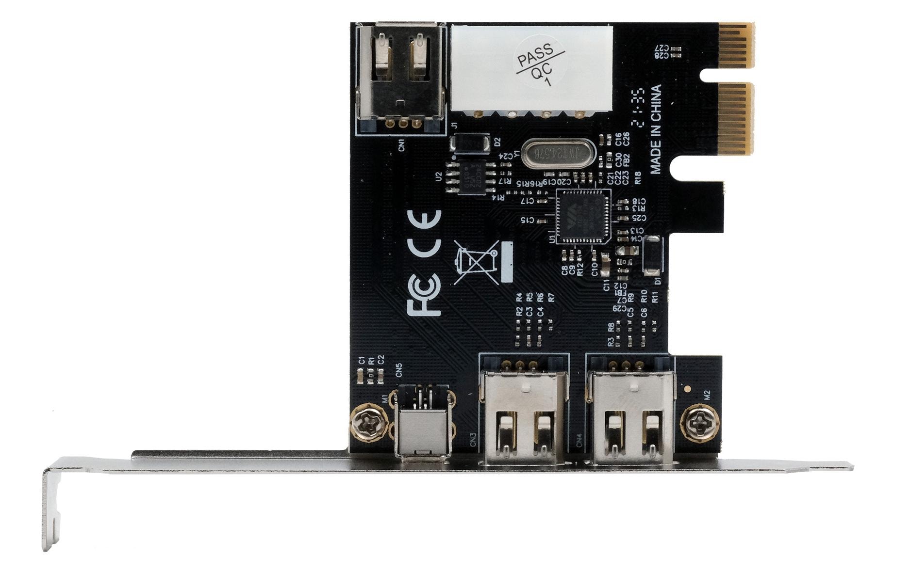 Exsys EX-16600 PCIe FireWire IEEE 1394a Schnittstellenkarte 4 Ports Schwarz, Edelstahl