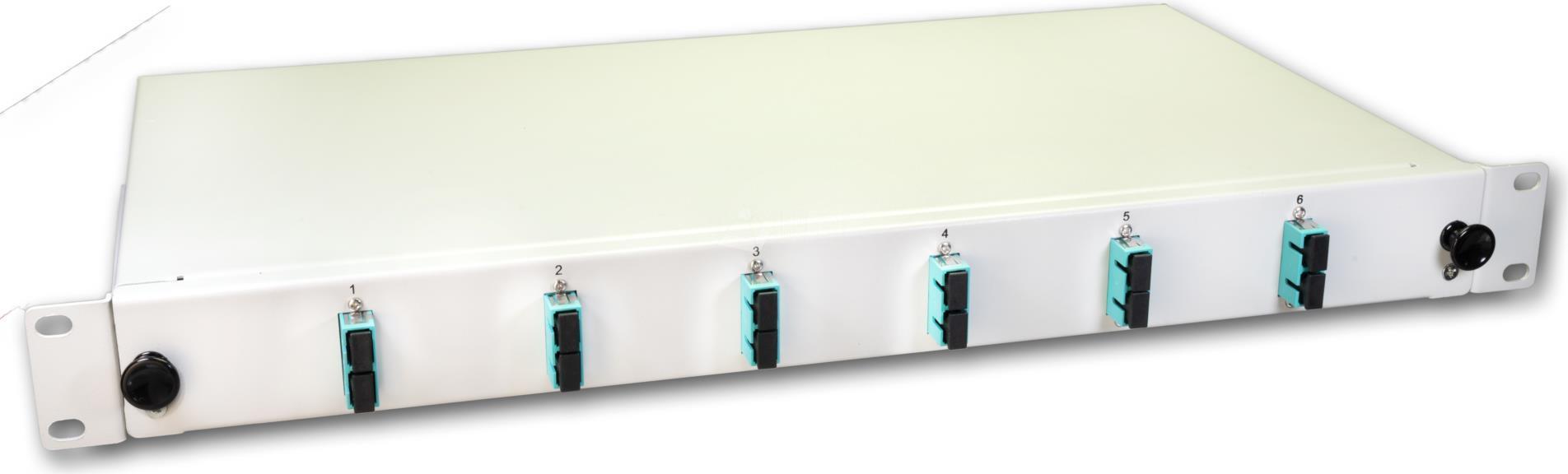 Lightwin LWL Spleissbox, 12 Fasern, 6x DSC Multimode, 50/125µm OM3 Pigtail Spleißboxen (SPBOX 12G50 OM3 DSC)