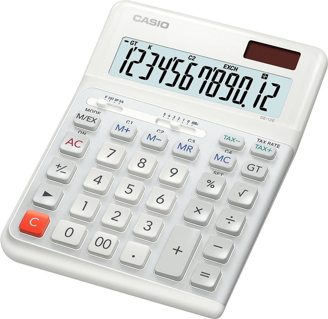 Casio DE-12E-WE Taschenrechner Desktop Einfacher Taschenrechner Weiß (DE-12E-WE)
