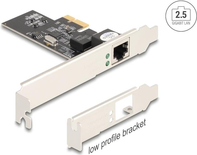 Delock Netzwerkadapter PCI Express 2.1 x1 2,5 Gbps RJ-45 Low-Profile Grau