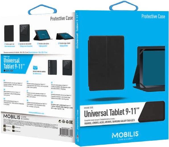 Mobilis 048015. Etui-Typ: Folio, Markenkompatibilität: Universal, Maximaler Bildschirmdurchmesser: 27,9 cm (11" ), Anzahl der Stand-Modi: 2, Produktfarbe: Schwarz (048015)