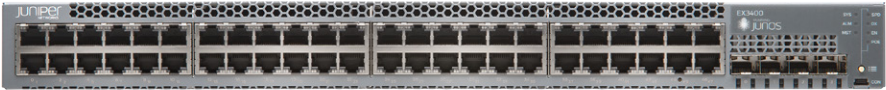 EX3400 48-port 10/100/1000BaseT, 4 x 1/10G SFP/SFP+, 2 x 40G QSFP+, redundant fans, back-to-front airflow, 1 AC PSU JPSU-150-AC-AFIincluded (optics sold separately) (EX3400-48T-AFI)