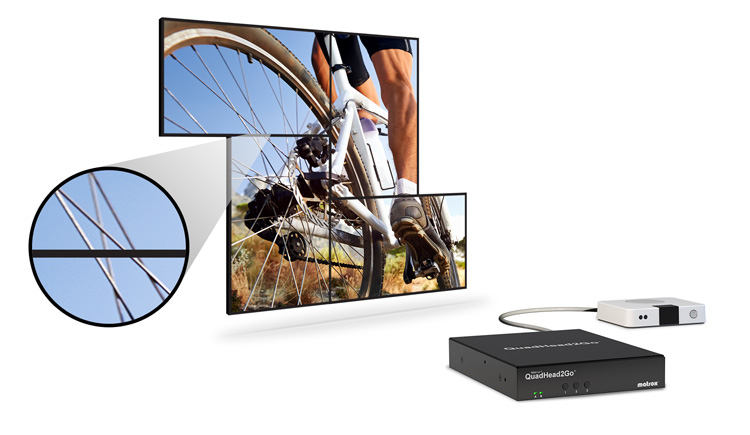 Matrox QuadHead2Go Q2G-DP4K2 4K-Videowand-Controller HDMI Schwarz