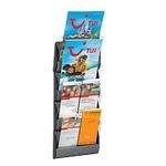 PAPERFLOW Wand-Prospekthalter Integral, DIN lang, alufarben aus Polystyrol, 4 Fächer, glasklare Sichtfenster, - 1 Stück (4065x4.35)