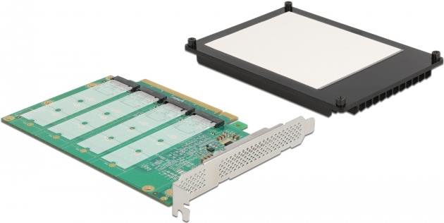 Delock 90054 PCI Express x16 Karte zu 4x intern NVMe M.2 Key M mit Kühlkörper - Bifurcation