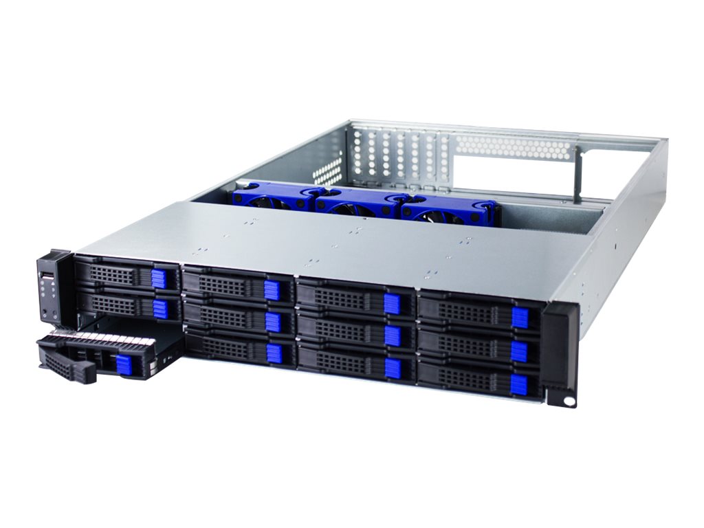 Fantec SRC-2612X07 2HE Rack-Gehäuse 12x 3,5" Hot-Swap SAS/SATA Schwarz, Silber