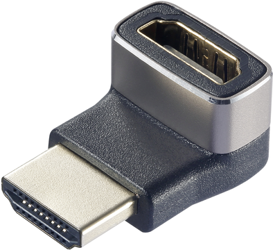 SpeaKa Professional SP-11302012 HDMI Adapter [1x HDMI-Stecker - 1x HDMI-Buchse] Schwarz, Silber UHD 8K @ 60 Hz, UHD 4K @ 120 Hz 90° nach oben gewinkelt (SP-11302012)