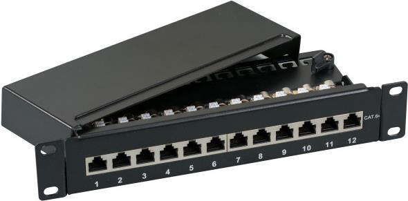 EFB-Elektronik Mini-Patchpanel STP 12xRJ45 Cat.6A, 10- 1HE, RAL9005 schwarz Hersteller: EFB Elektronik (37737SW.12)