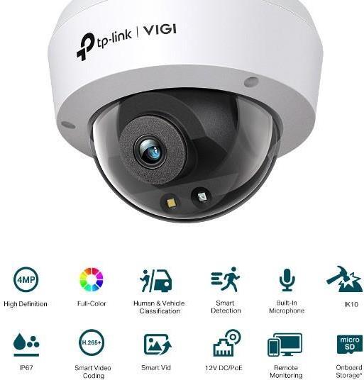 TP-Link VIGI C240 V1 4 MP Kuppel-Netzwerkkamera Schwarz, Weiß