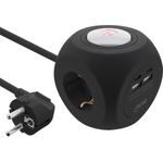 InLine® Charging Cube, 3x Schutzkontakt, 2x USB-C, 2x USB-A, schwarz, 2m (16499B)