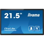 iiyama ProLite TW2223AS-B2, 24/7, 54,6cm (21,5''), Projected Capacitive, 10 TP, Full HD, USB, BT, Ethernet, WLAN, eMMC, Android, GMS, schwarz Touchmonitor (16:9), Bildschirmdiagonale: 54,6 cm (21,5''), Projected Capacitive, Multi Touch (10 Punkte), Auflösung: 1920x1080 Pixel, VESA Mount (100x100 mm), Lautsprecher, Reaktionszeit: 18ms, Helligkeit 400cd, Blickwinkel 178/178°(H/V), Kontrast: 3000:1, Anschluß: USB (2.0, 5x), Bluetooth (Klasse 5.2), Ethernet (10/100/1000Mbit), WLAN (802.11ac), Audio, HDMI, 1,8 GHz, RAM: 4GB, eMMC: 32GB, Android (12), inkl.: Netzteil, Netzkabel, Google Mobile Services, QSG, Farbe: schwarz (TW2223AS-B2)
