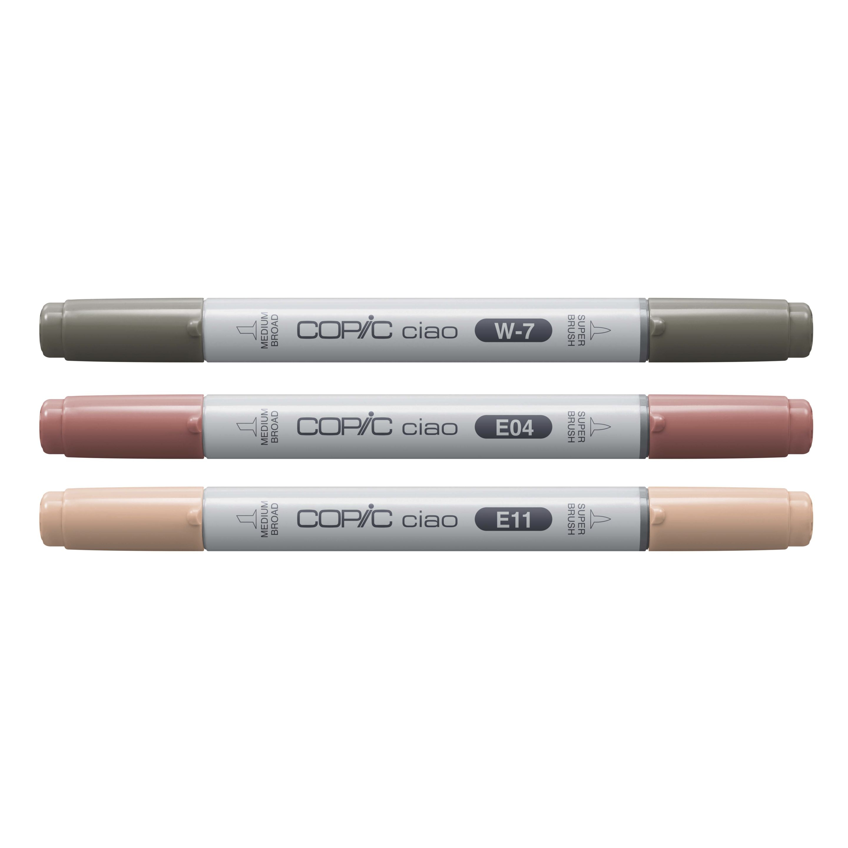 COPIC Ciao Layoutmarker-Set 3 St., Meißel-/Bürstenspitze 1,0 + 6,0 mm, Warm Palette