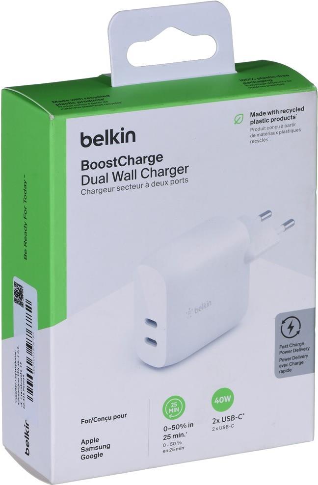 Belkin BoostCharge WCB006VFWH Netzladegerät 40 W 2x USB-C Weiß