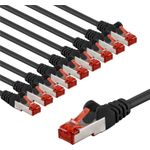 Goobay CAT 6 Patchkabel S/FTP PiMF 1 m schwarz 10er-Set - Kupferleiter CU (66638)