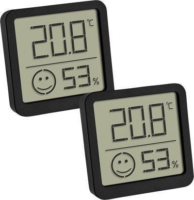 TFA Dostmann 2er Set digitales Thermo-Hygrometer mit Komfortzone Thermo-/Hygrometer Schwarz (30.5053.01.02)