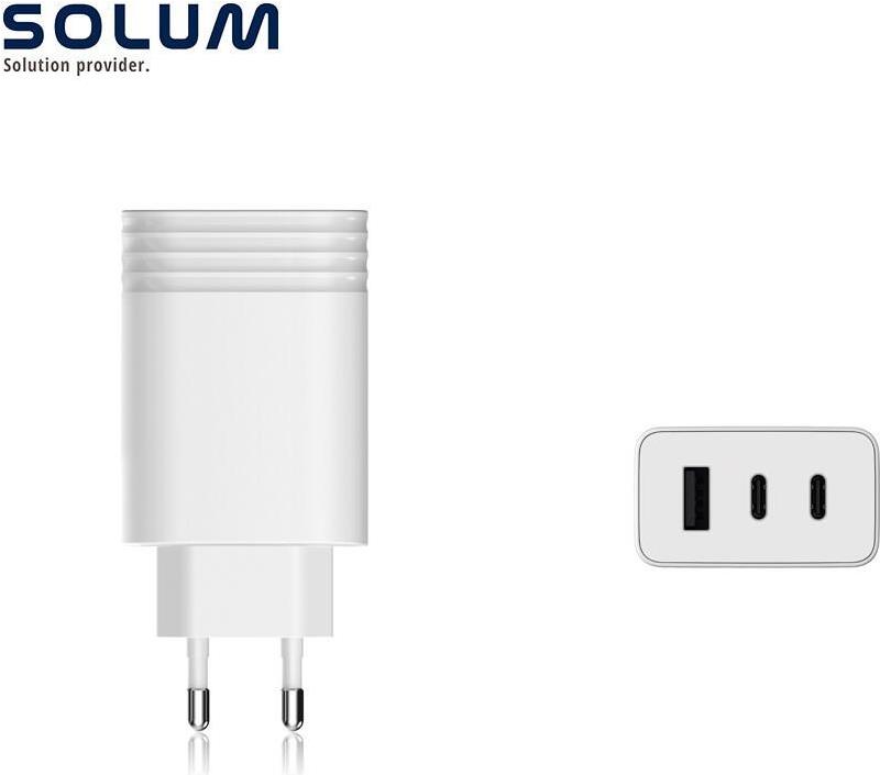 SOLUM Fast Charging 65W 3Port 2USB-C 1USB-A white (AH51F207W7/WSM)