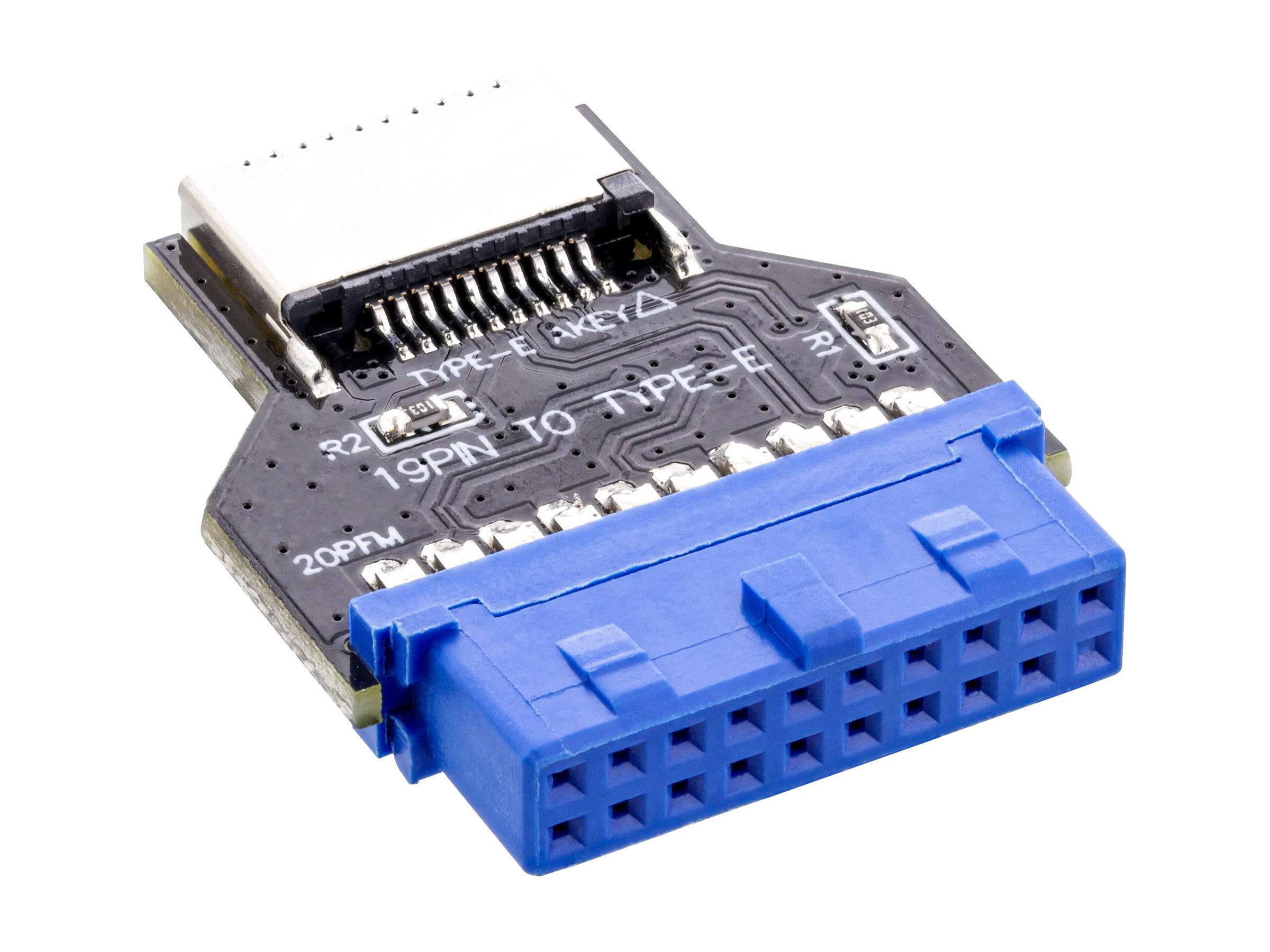 InLine 33446R Interner USB-Adapter USB 3.0 zu USB 3.2 Typ-E Blau