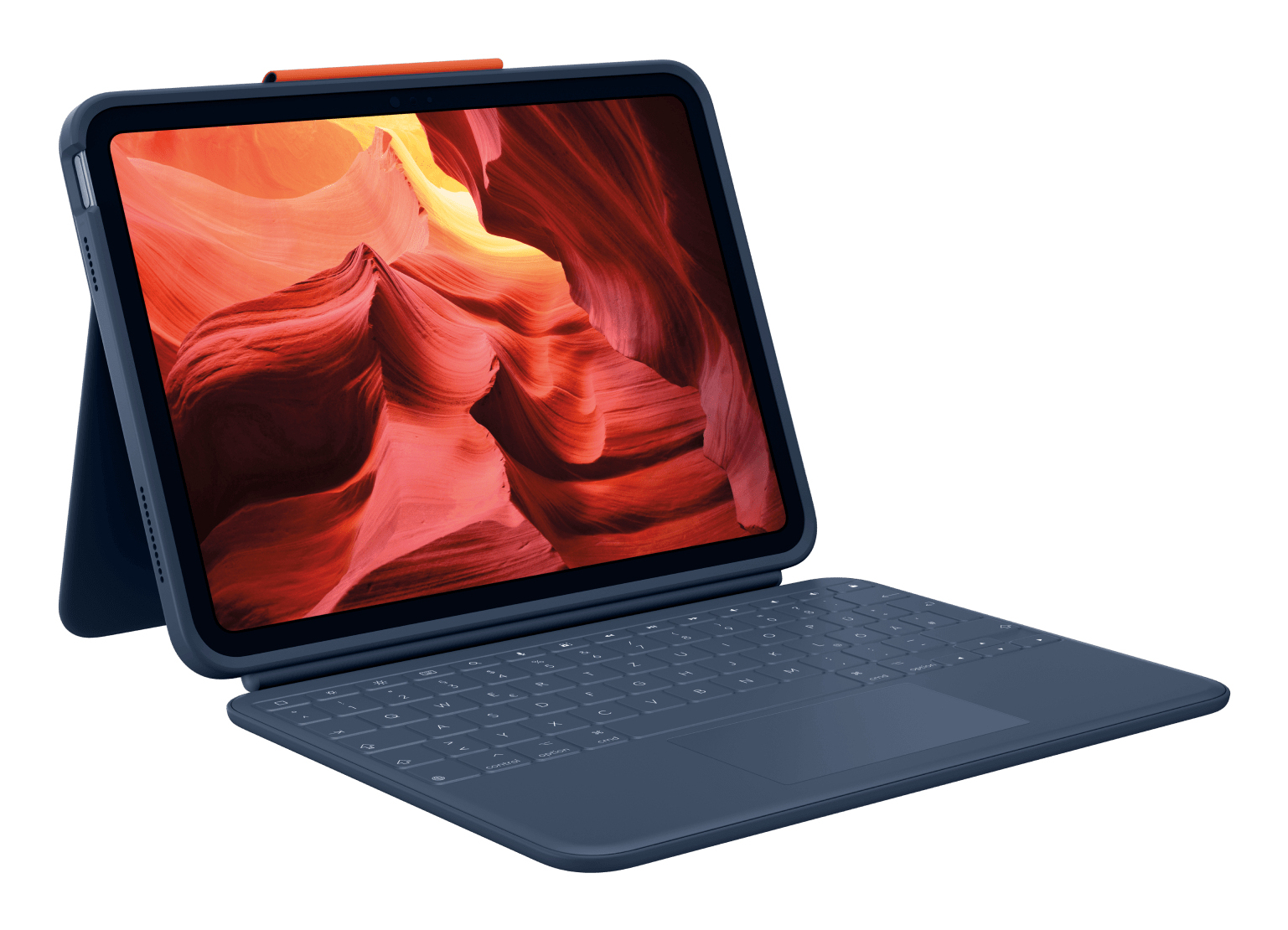Logitech Rugged Combo 4 Touch Tastatur-Hülle mit Trackpad für Apple iPad (10. Generation) QWERTZ Blau