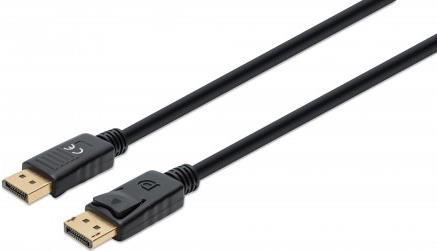 MANHATTAN 8K@60Hz DisplayPort 1.4 Kabel DisplayPort-Stecker auf DisplayPort-Stecker, 3 m, unterstützt 4K@120Hz, HDR, vergoldete Kontakte, Rastnase und PVC-Ummantelung, schwarz (355582)