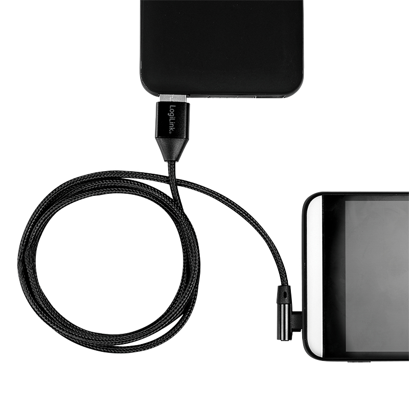 LogiLink USB-Kabel USB-C gewinkelt auf USB-A USB 2.0 5V/3A 1 m Schwarz