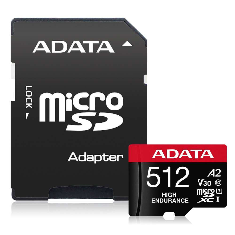 ADATA High Endurance 512 GB microSDXC UHS-I U3 V30 A2 Class 10 Schwarz, Rot