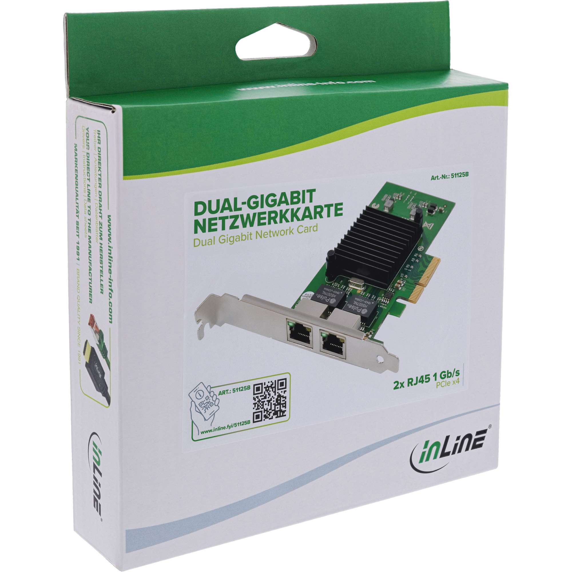 InLine Dual-Gigabit Netzwerkkarte 2x RJ45 1 Gb/s PCIe x4 inkl. Low-Profile