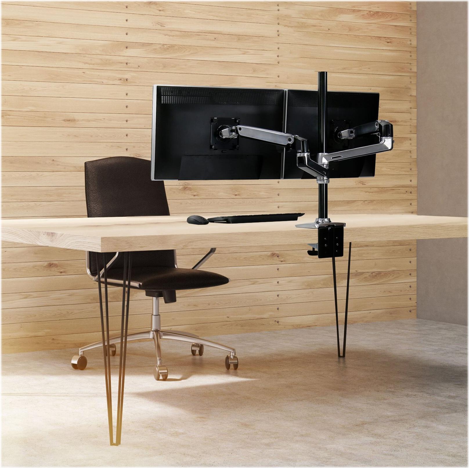 Ergotron LX Dual Stacking Arm Tall Pole Tischhalterung für 2 Monitore bis 40" Poliertes Aluminium mit schwarzen Akzenten