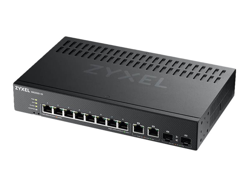 Zyxel GS2220-10 Managed Switch 8 Ports + 2x Combo Gigabit SFP Schwarz
