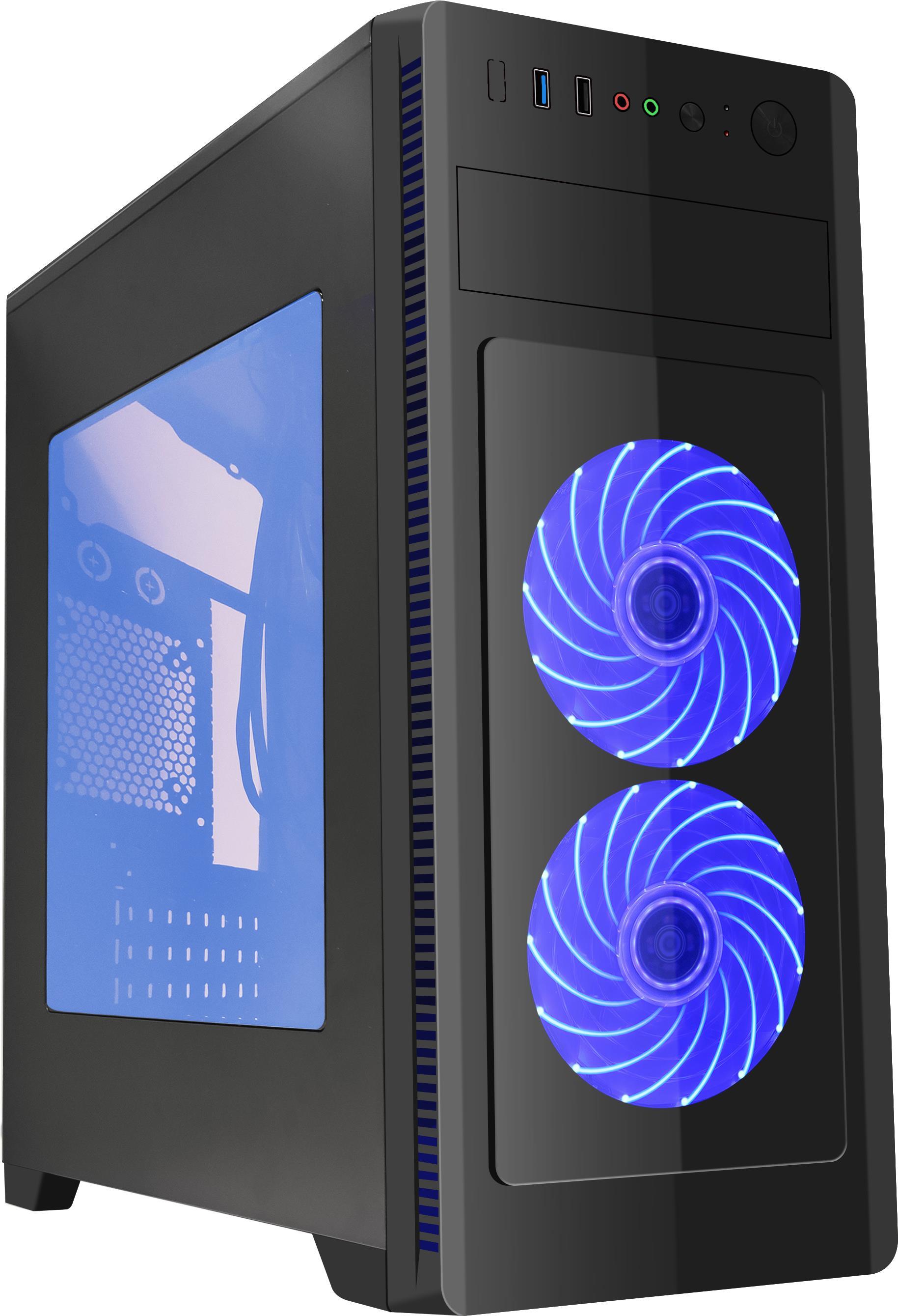Gembird ATX case Fornax 1000B blue led fans USB 3.0 Midi Tower Schwarz (CCC FC 1000B)  - Onlineshop JACOB Elektronik
