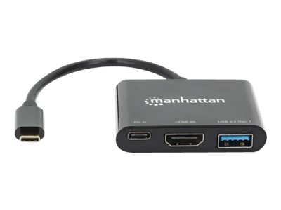 Manhattan 130622 Dockingstation HDMI 4K@30Hz USB-A USB-C PD 100W Schwarz