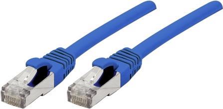 Patchkabel S/FTP (PiIMF), Cat 6A (EIA/TIA), blau, 0,3 m Patchkabel mit besonders schmalem Knickschutz (858450)